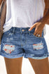 Patchwork Rolled Hem Denim Shorts